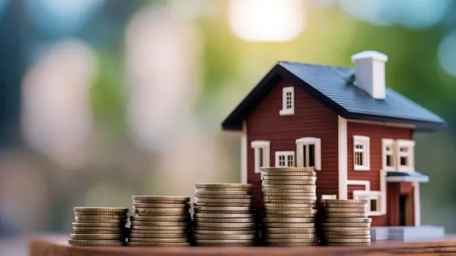 coin stacks and house